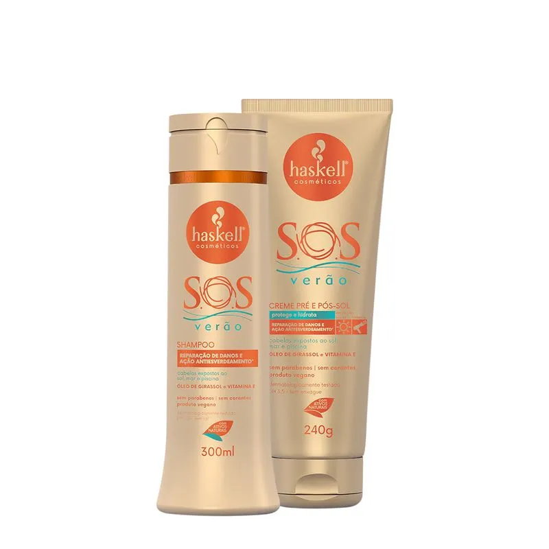 Kit Haskell S.O.S Verão Pré e Pós Sol Shampoo Creme (2 produtos)
