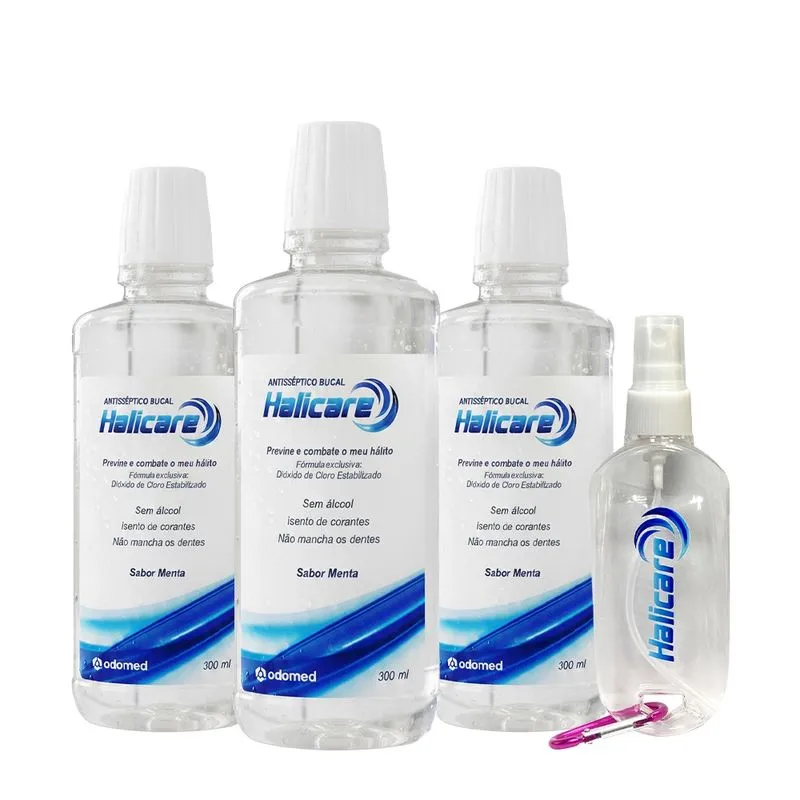 Kit Odomed Halicare Enxaguante Bucal Extra Spray (4 produtos)