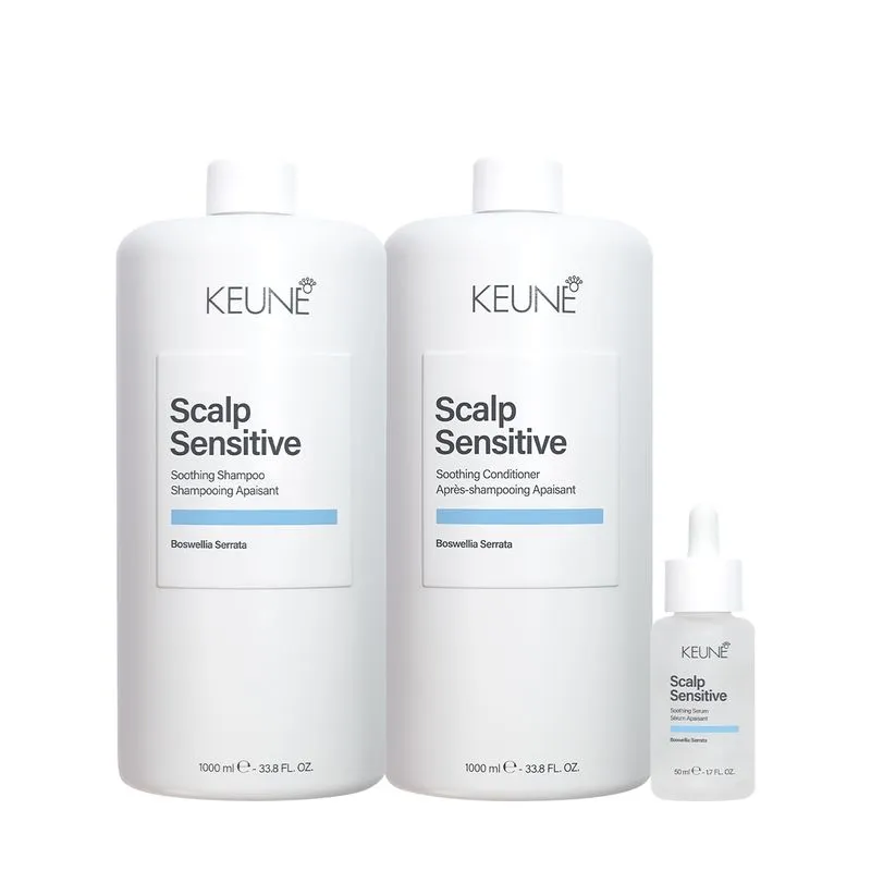 Kit Keune Scalp Sensitive - Shampoo Condicionador Litro e Sérum (3 produtos)