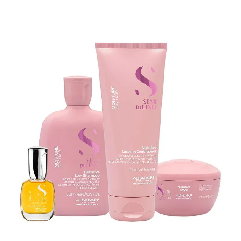 Kit De Tratamento Capilar Semi Di Lino Moisture E Sublime Rotina Premium De Nutrição Alfaparf