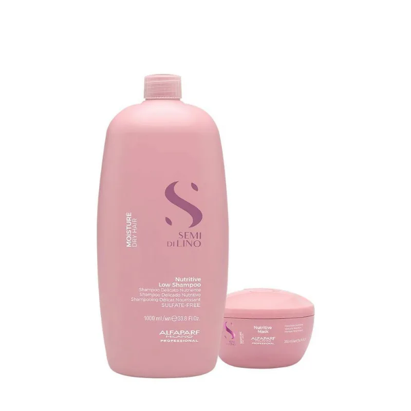 Kit De Tratamento Capilar Semi Di Lino Moisture Nutritive Nutrição E Hidratação Shampoo E Máscara
