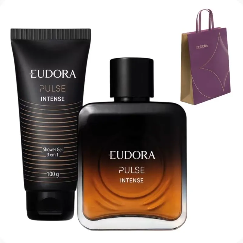 Kit Pulse Intense Shower Gel + Desodorante Colônia Fragrância Amadeirado Ambarado Eudora