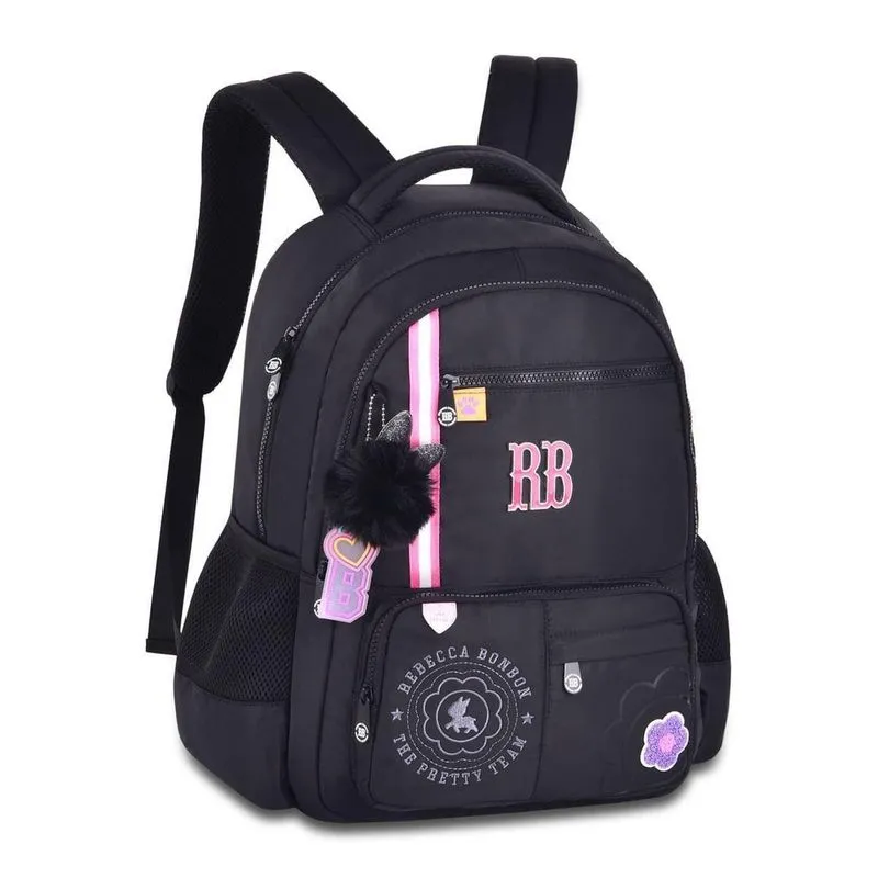 Mochila Rebecca Bonbon Bolsa Feminina Adolescente Preta