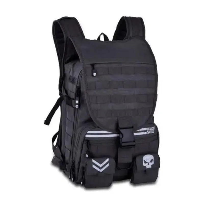 Mochila Black Skull Bolsa Masculina Reforçada E Resistente
