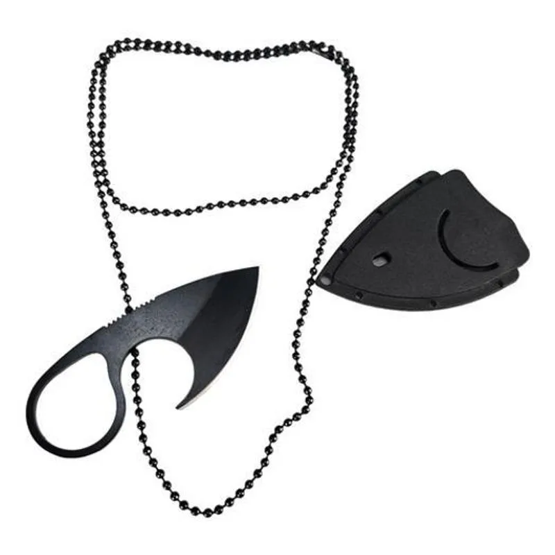 Mini Faca Push T Dagger Fulltang Lâmina Gancho E Corrente