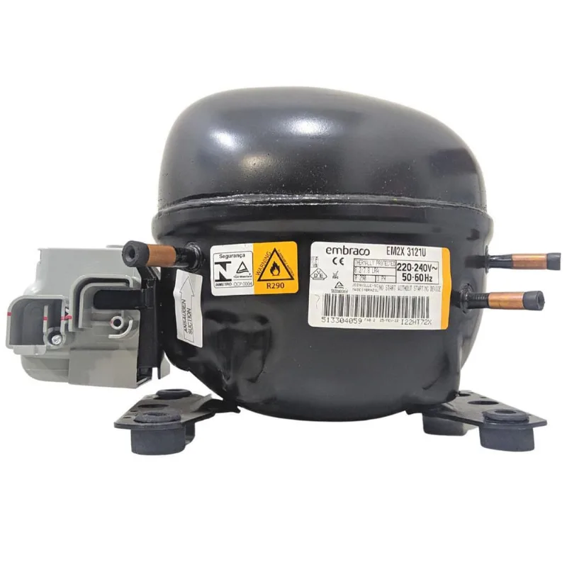 Motor Compressor 1/3 Em2X3121U Gás R290 Embraco 220V