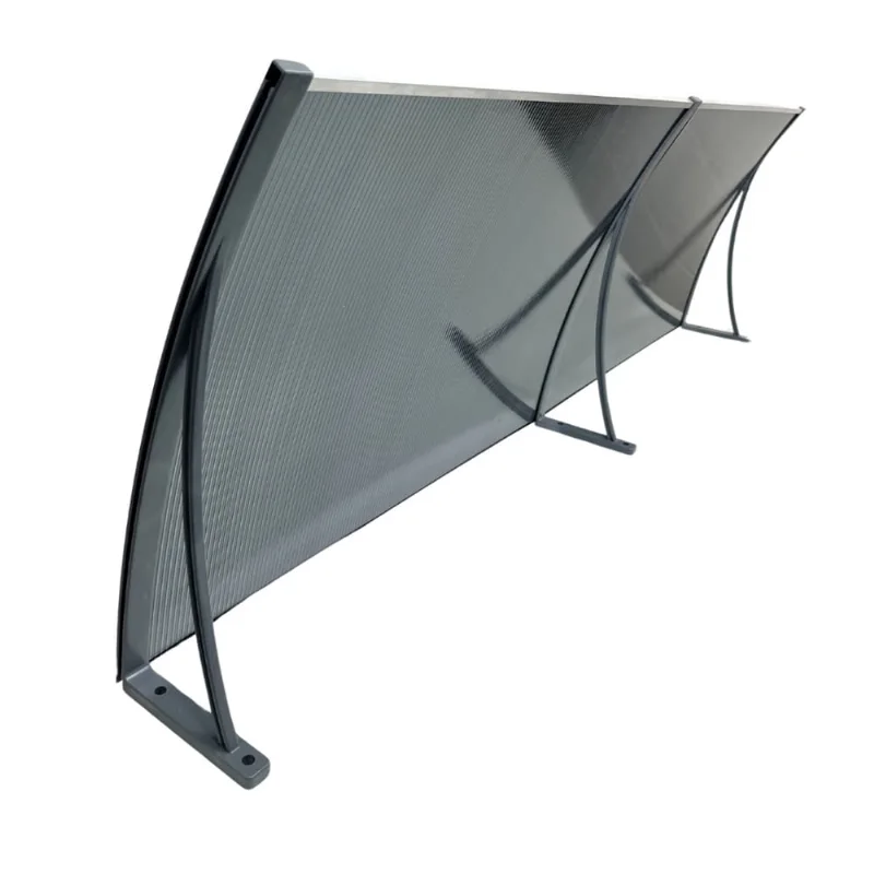 Toldo Policarbonato 1,80 X 0,50m Cinza e Fumê com Kit