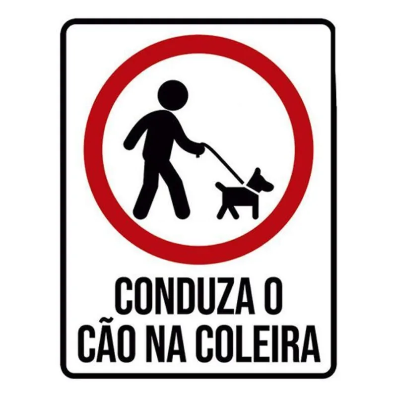 Kit 10 Placas Conduza Cão Na Coleira 36x46