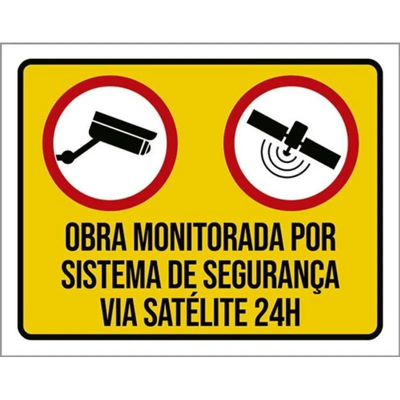Kit 10 Placas Obra Monitorada Sistema Segurança 36x46