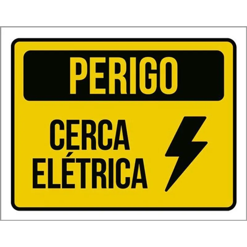 Kit 10 Placas Perigo Cerca Elétrica Amarela 36x46