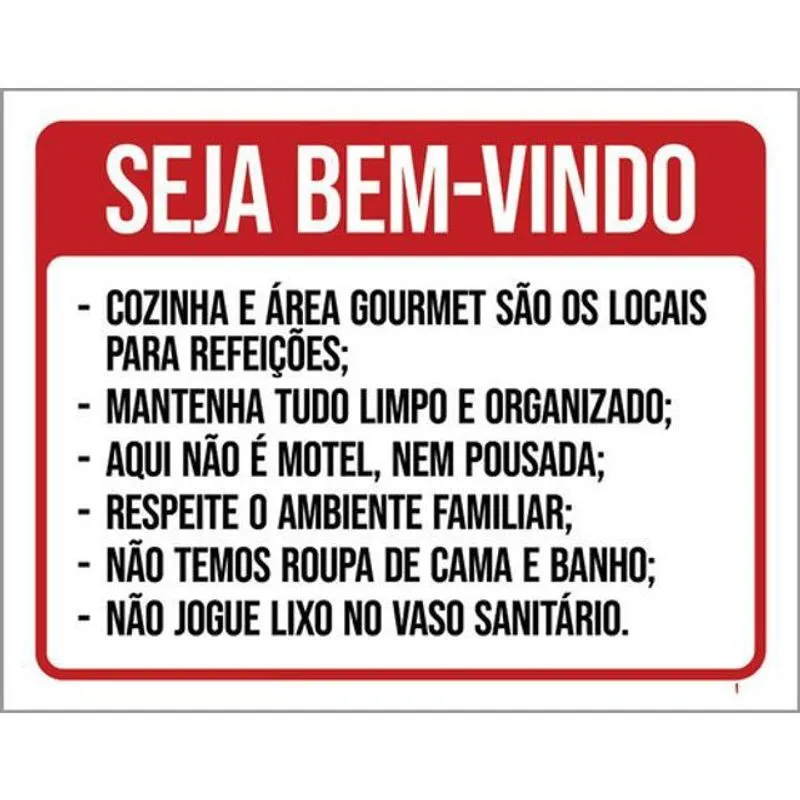 Kit 3 Placa Bem Bindo Regras Do Airbnb Cozinha Gourmet 36X46