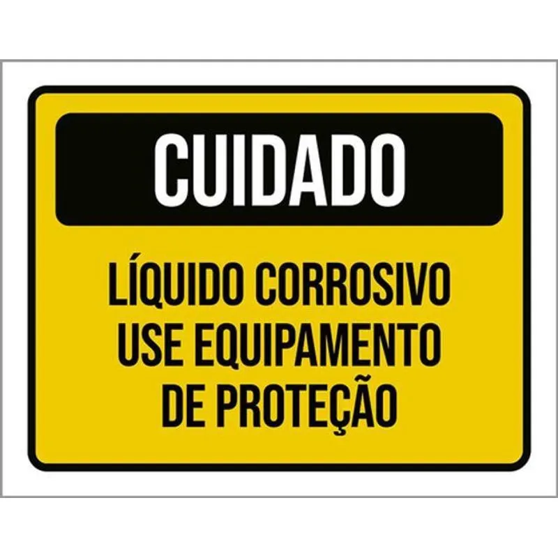 Kit 3 Placa Cuidado Líquido Corrosivo Proteção 36x46