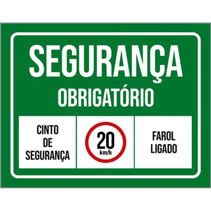 Kit 3 Placa Segurança Obrigatório Cinto Segurança 36x46