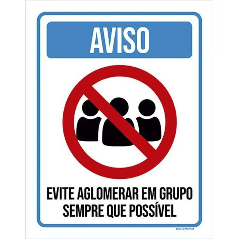 Kit 3 Placa Evite Aglomerar Grupo Sempre Possível 36x46