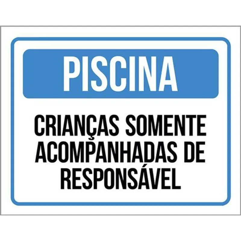 Kit 5 Placas Piscina Crianças Acompanhadas 36x46