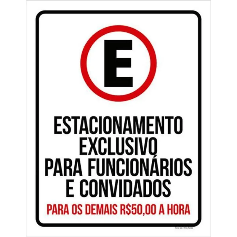 Kit 10 Placas Estacionamento Funcionários E Convidados 36x46