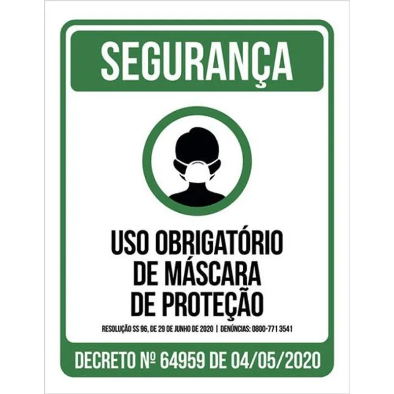 Kit 10 Placas De Segurança Uso Obrigatório De Máscara 36x46