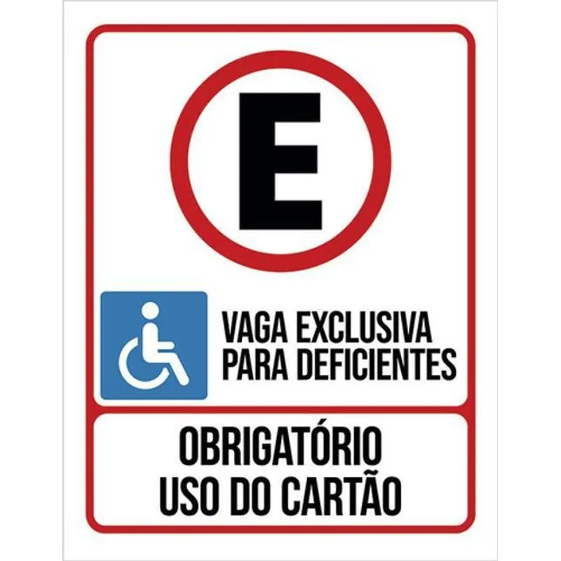 Kit 3 Placas Vaga Exclusiva Deficientes Cartão 36x46