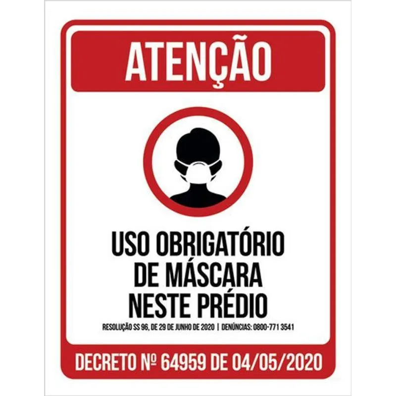 Kit 10 Placas Obrigatório Máscara Neste Prédio 36x46
