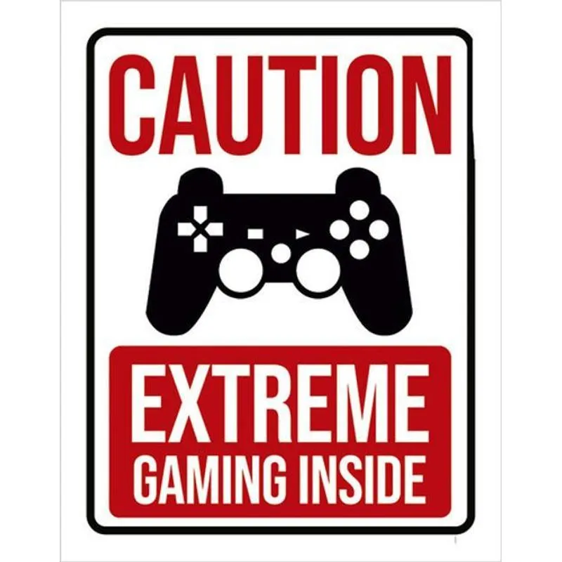 Kit 10 Placa Decorativa Caution Extreme Gaming Insi Ps 36x46