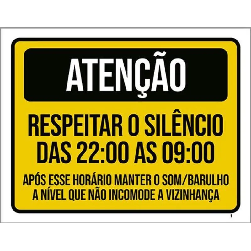 Kit 10 Placa Respeitar Silêncio Som Barulho Vizinho 36x46