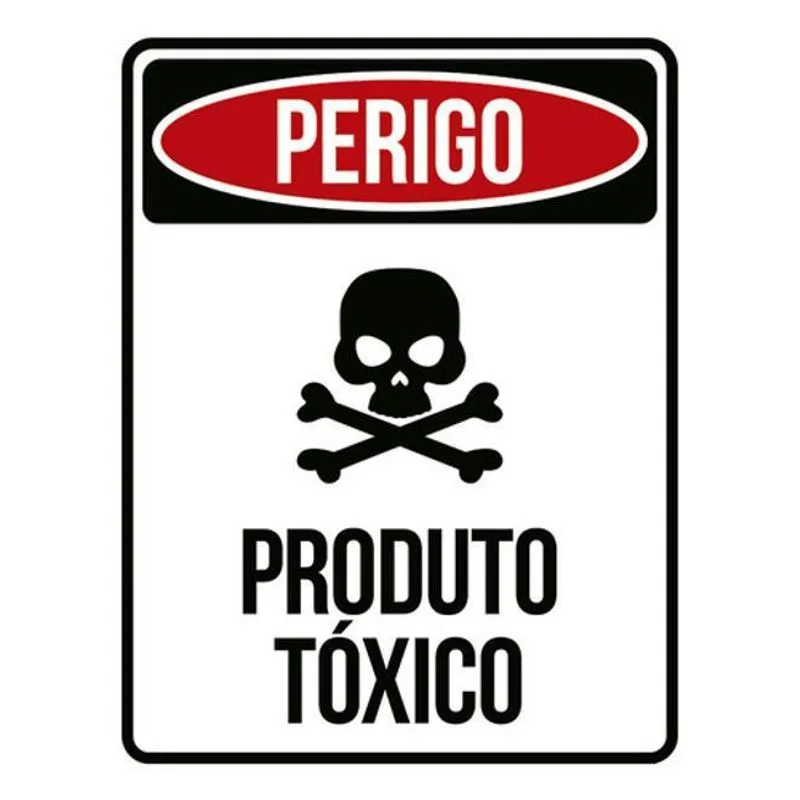 Kit 10 Placas Perigo Caveira Produto Tóxico 36x46