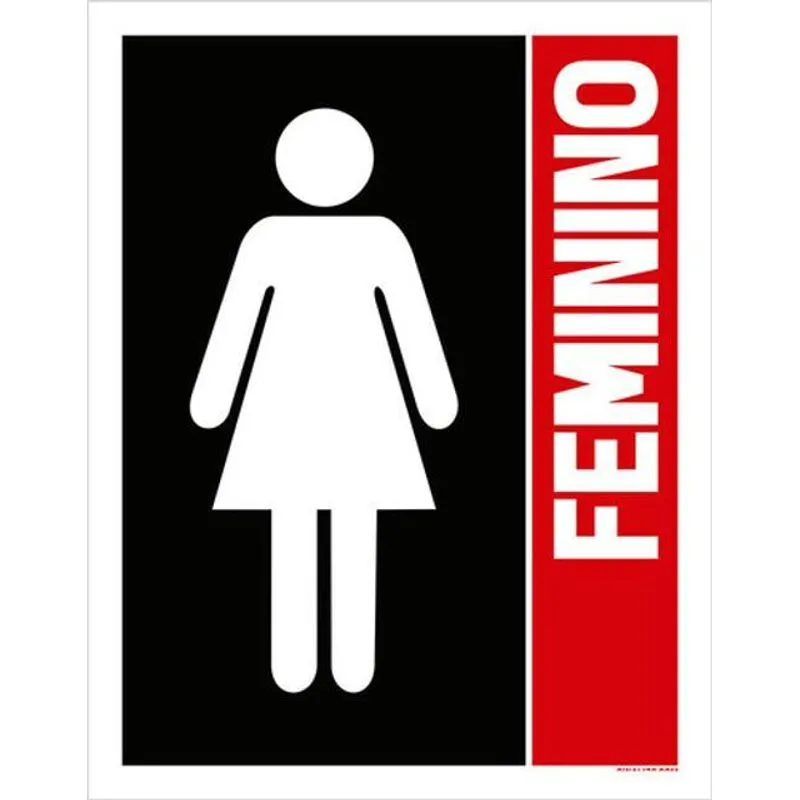 Kit 10 Placas Feminino Banheiro Vermelho 36x46