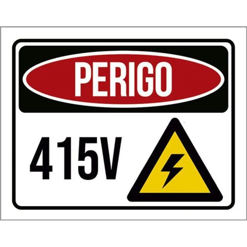 Kit 10 Placas Perigo 415v Ícone 36x46
