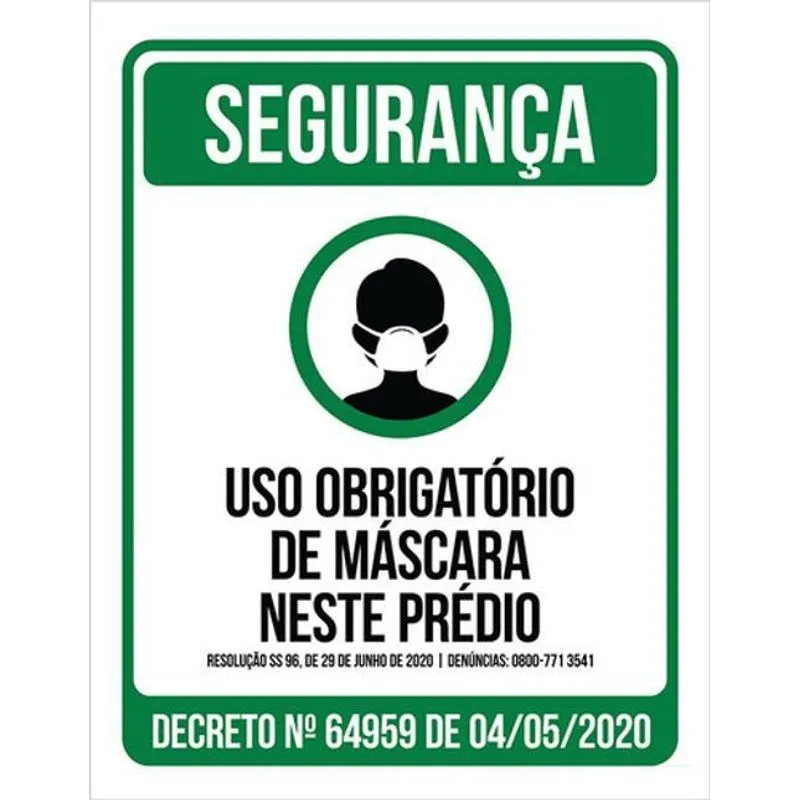 Kit 10 Placas Obrigatório Máscara Neste Prédio 36x46