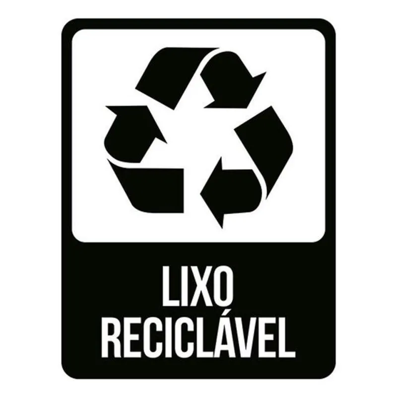 Kit 10 Placas Lixo Reciclável Preta 36x46