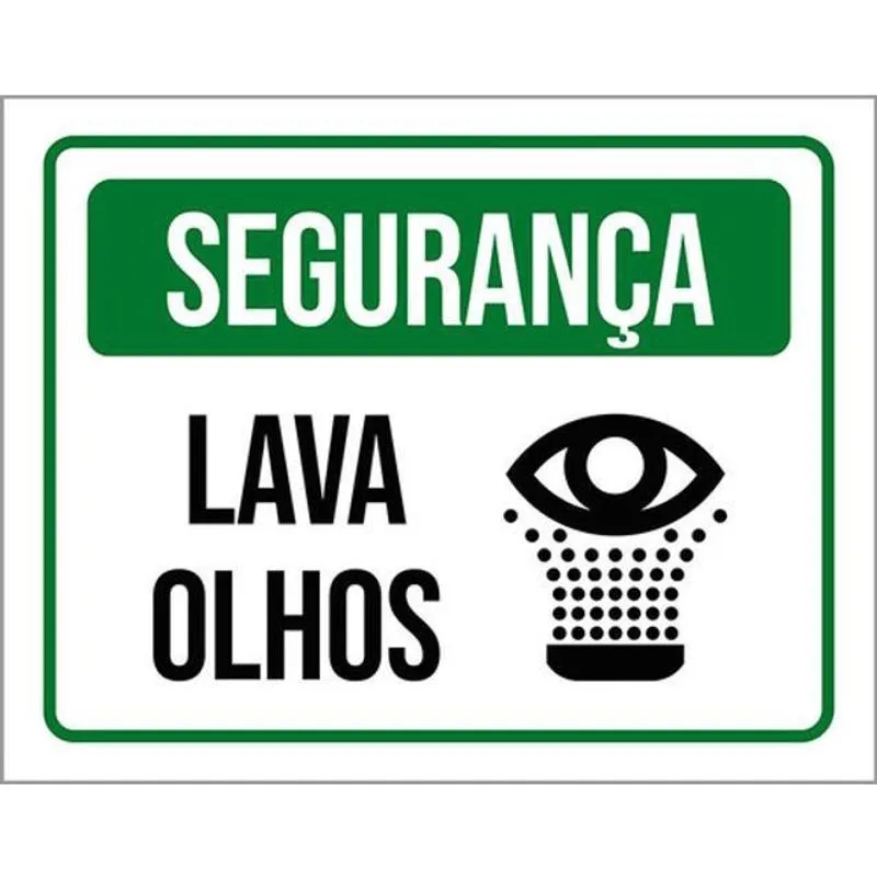 Kit 3 Placas De Segurança Aviso Lava Olhos 36X46