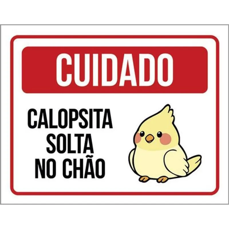 Kit 3 Placas Cuidado Calopsita Solta No Chão 36X46