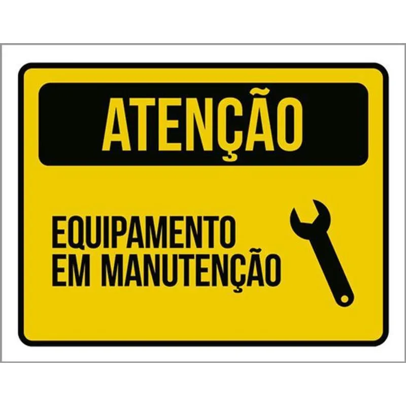 Kit 3 Placas Atenção Equipamento Manutenção Amarela 36x46
