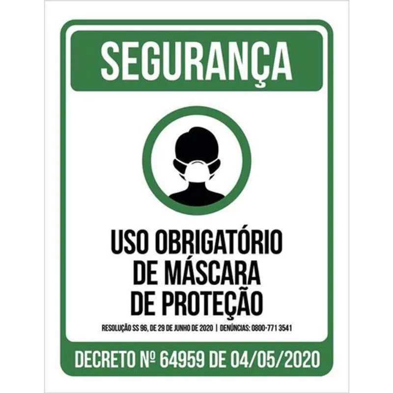 Kit 3 Placas De Segurança Uso Obrigatório De Máscara 36X46