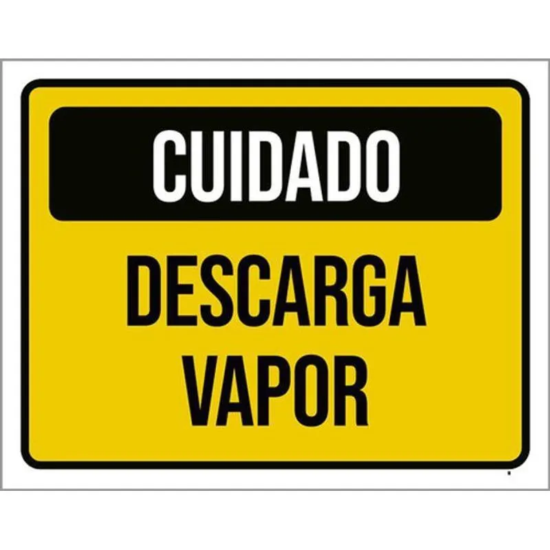 Kit 3 Placas Cuidado Descarga Vapor Amarelo 36x46