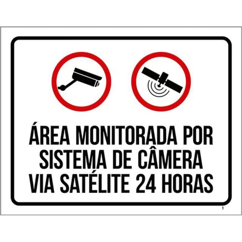 Kit 10 Placas Área Monitorada Câmera Satélite 24 Horas 36x46