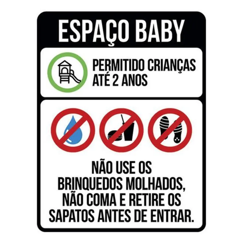 Kit 3 Placas Espaço Baby Regras De Uso 36x46