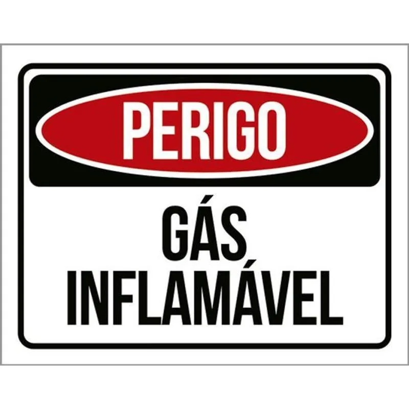 Placa Sinalização - Perigo Gás Inflamável Atenção 36x46