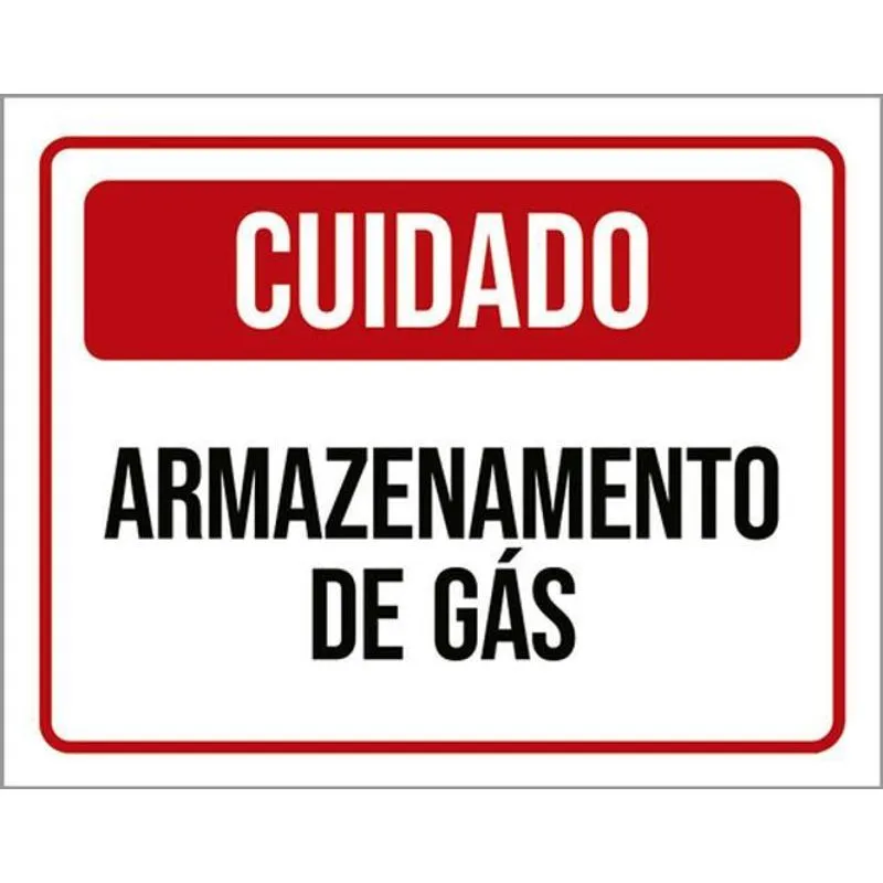 Placa Sinalização - Cuidado Armazenamento De Gás 36x46