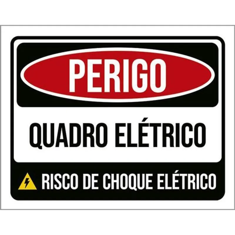 Placa Sinalização Perigo Quadro Elétrico Risco Choque 36X46