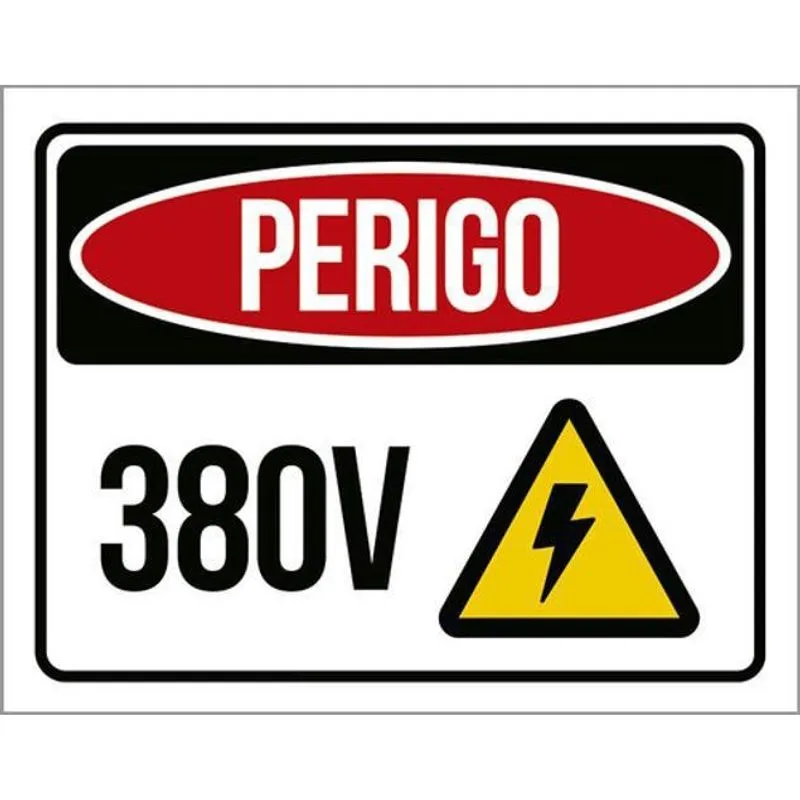 Kit 3 Placas Perigo 380V Ícone 36X46