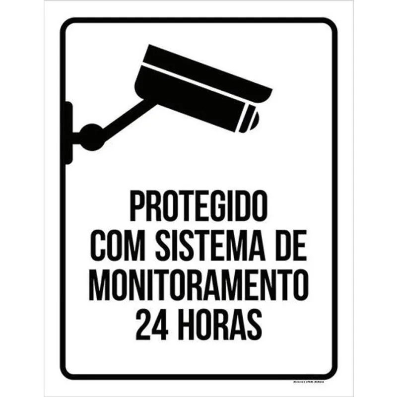 Kit 3 Placas Protegido Sistema Monitoramento 24 Horas 36X46