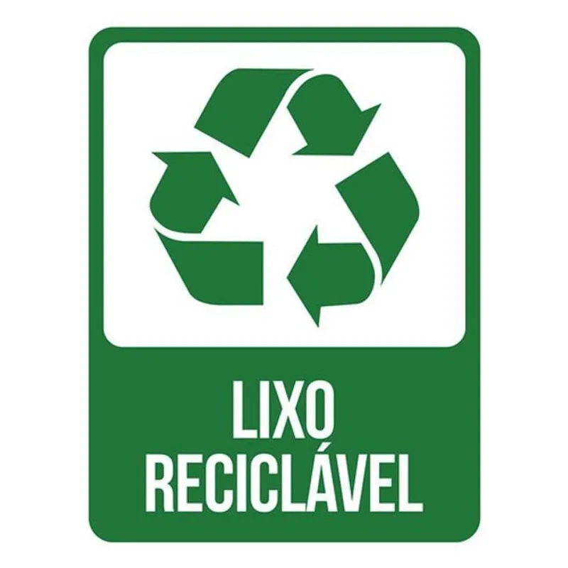 Kit 3 Placas Lixo Reciclável Verde 36x46