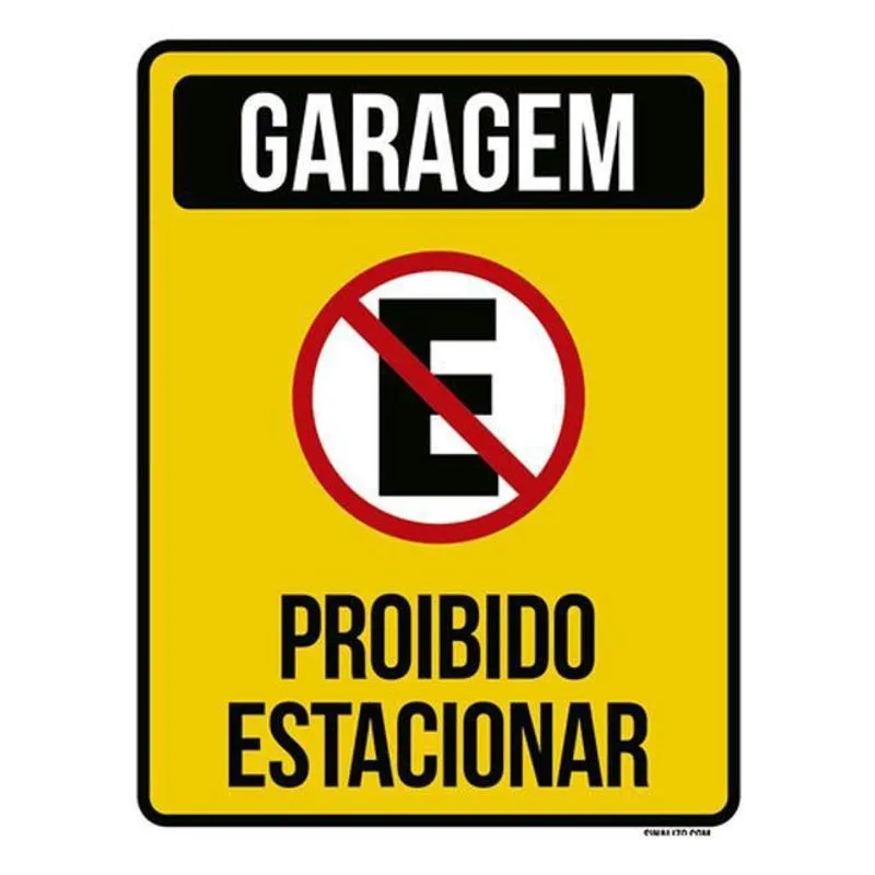 Kit 3 Placas Garagem Proibido Estacionar Amarela 36X46