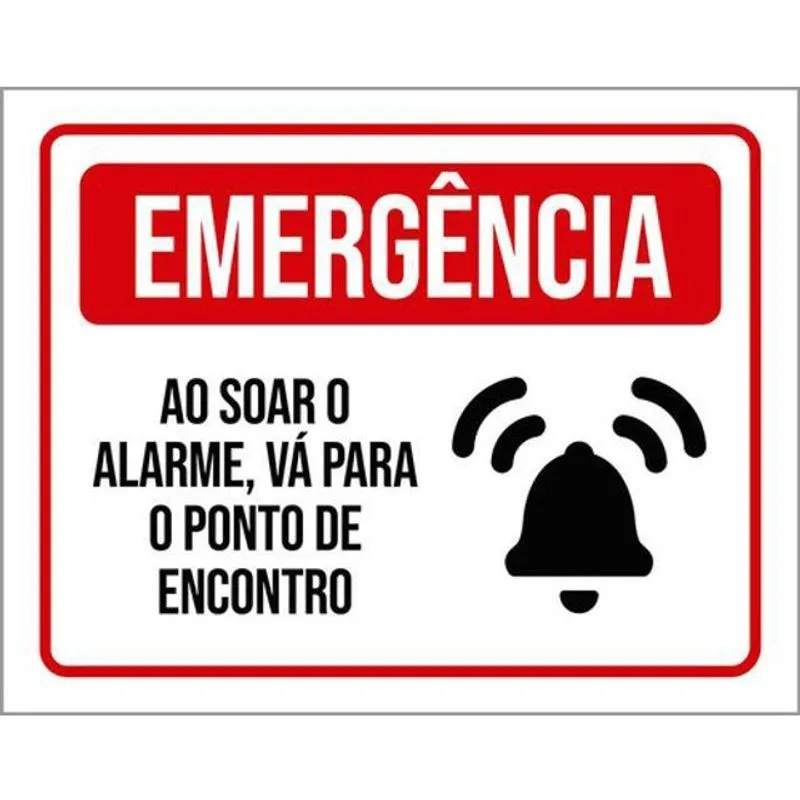 Kit 3 Placas Emergência Alarme Ponto Encontro 36X46