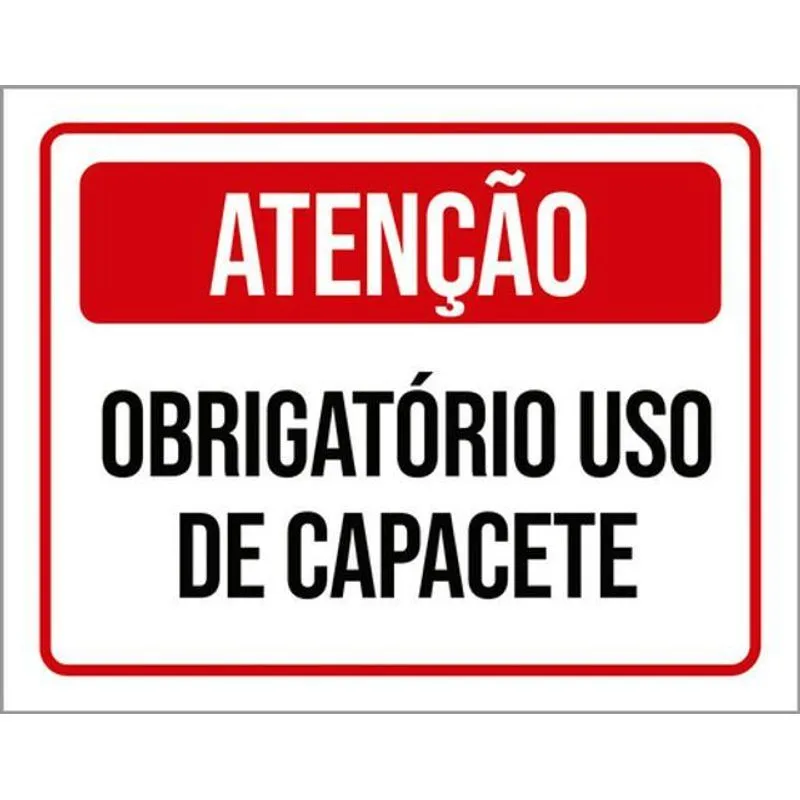 Kit 3 Placas Atenção Obrigatório Capacete 36x46