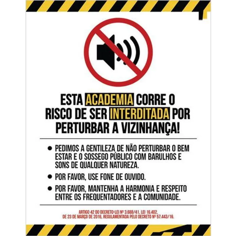 Kit 3 Placas De Academia Não Faça Barulho 36X46