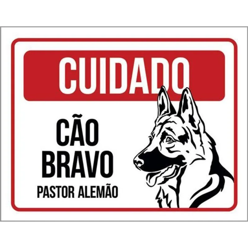 Kit 3 Placas Cuidado Cão Bravo Pastor Alemão Pb 36X46