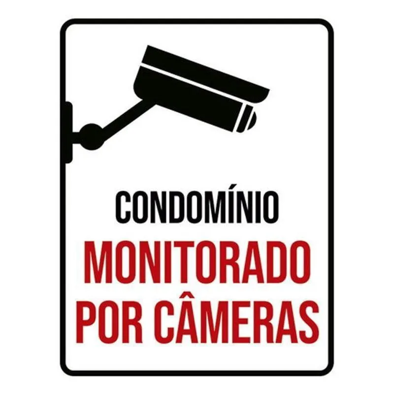 Kit 3 Placas Condomínio Monitorado Câmeras 36X46