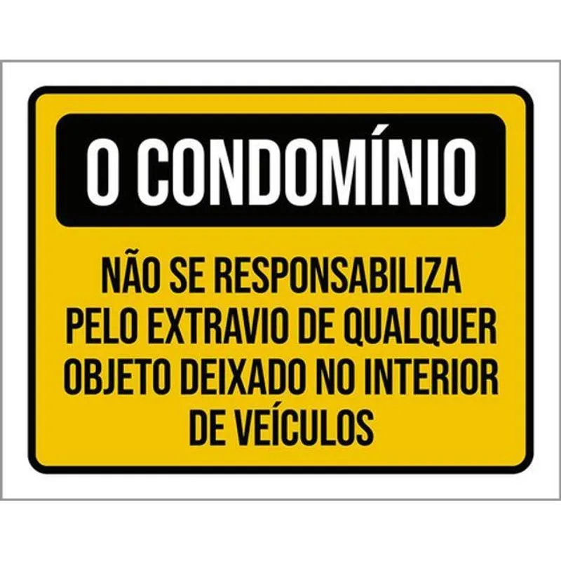 Kit 3 Placas Condomínio Responsabiliza Extravio Objeto 36x46